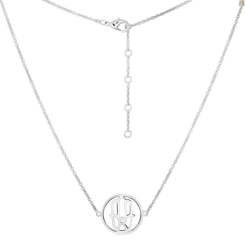 Hamsa Hand Plain Silver Necklace