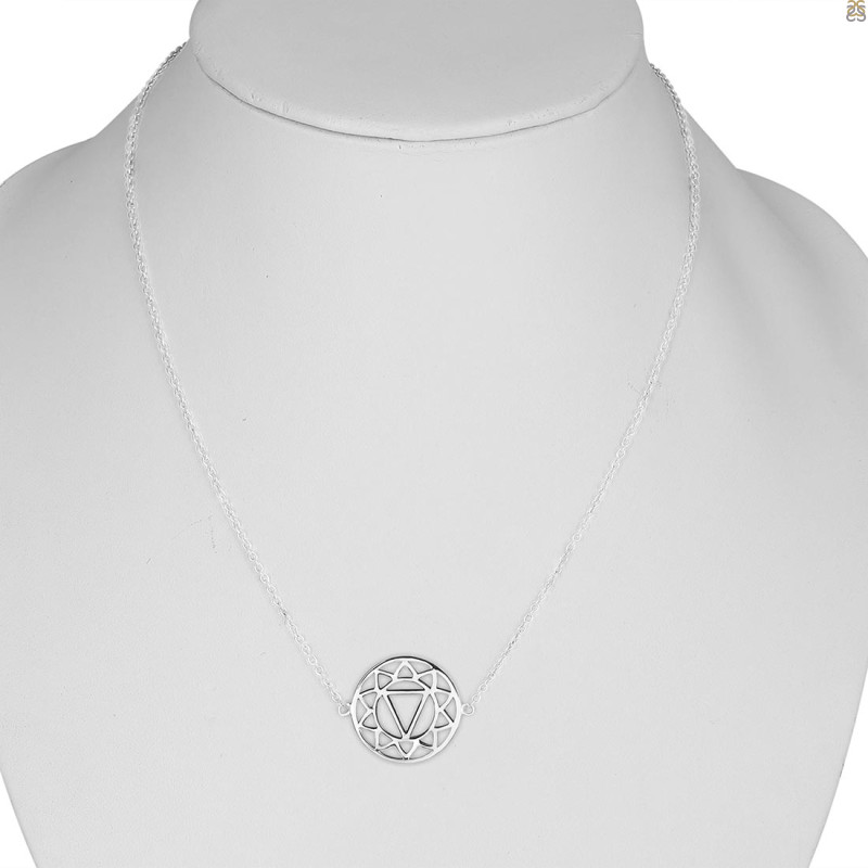 Solar Plexus Chakra Plain Silver Necklace PS-RDN-6.