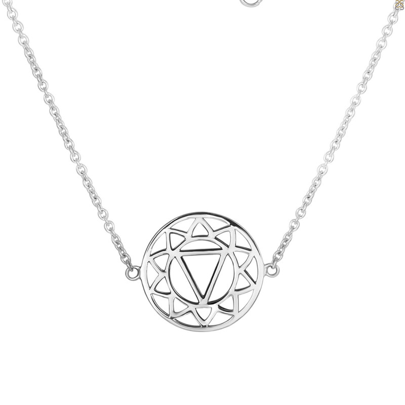 Solar Plexus Chakra Plain Silver Necklace PS-RDN-6.