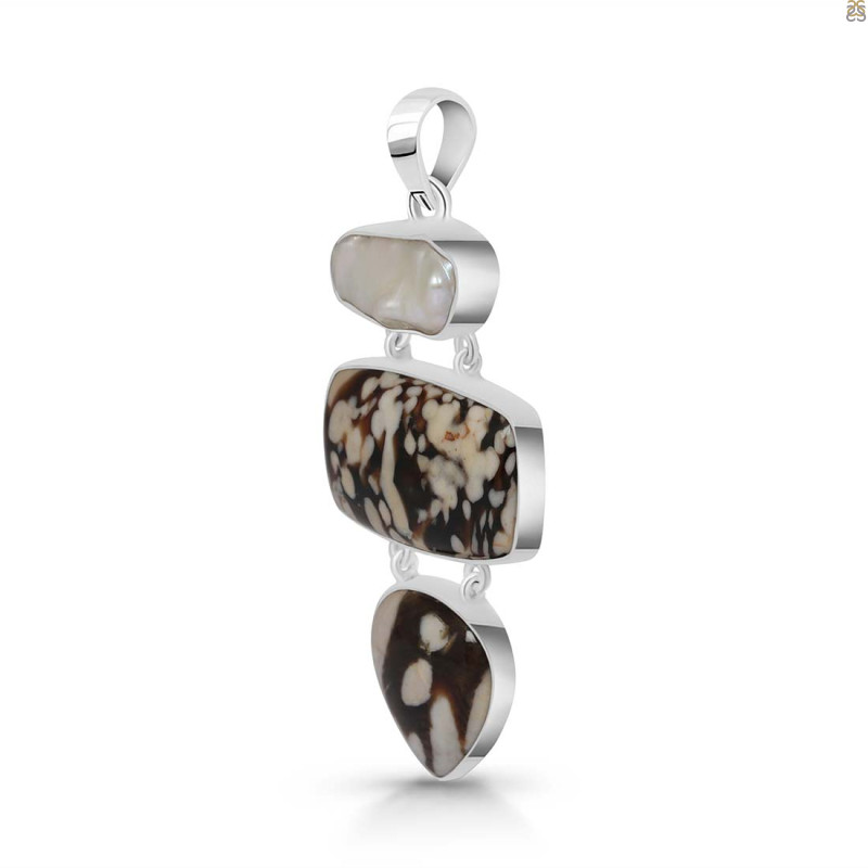Peanutwood Jasper/Smoky/Pearl Pendant-2SP