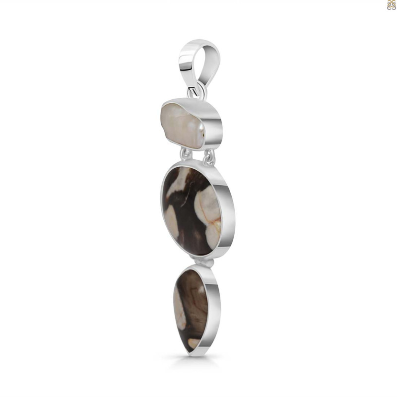 Peanutwood Jasper/Smoky/Pearl Pendant-2SP