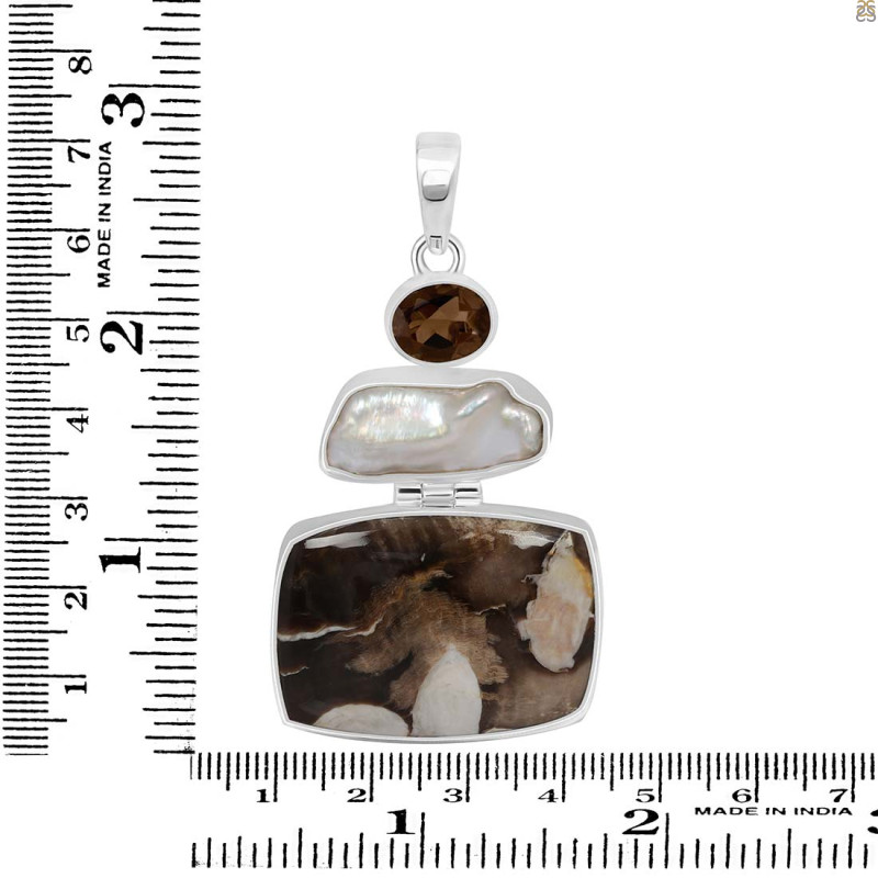Peanutwood Jasper/Smoky/Pearl Pendant-2SP PWJ-1-14