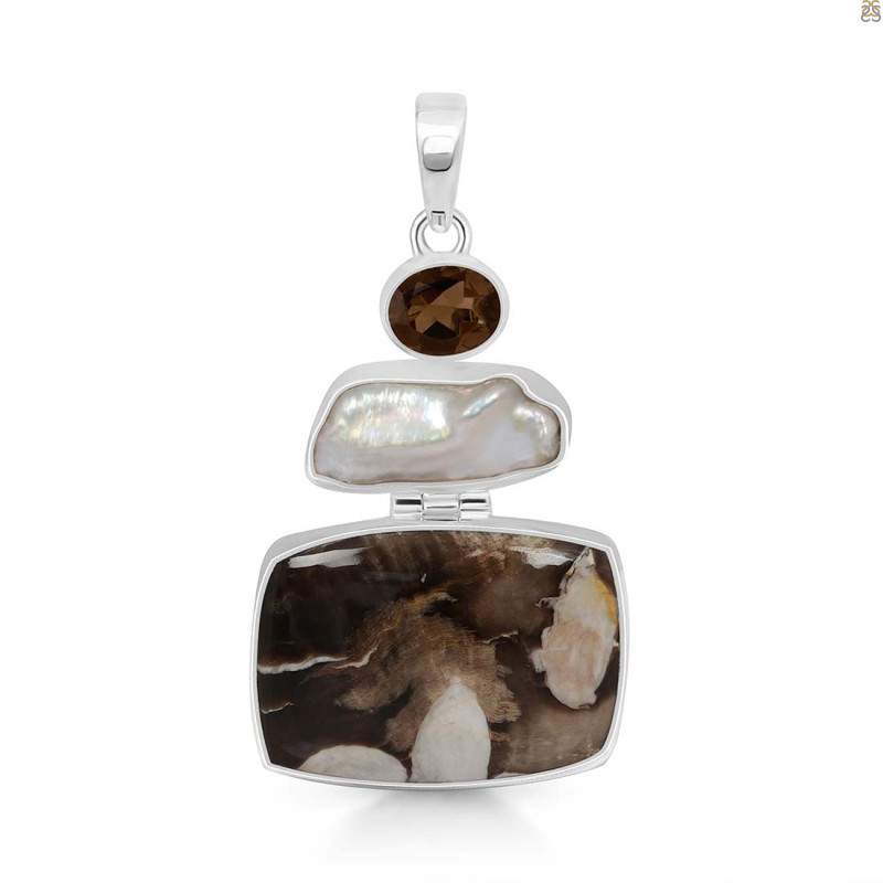 Peanutwood Jasper/Smoky/Pearl Pendant-2SP PWJ-1-14