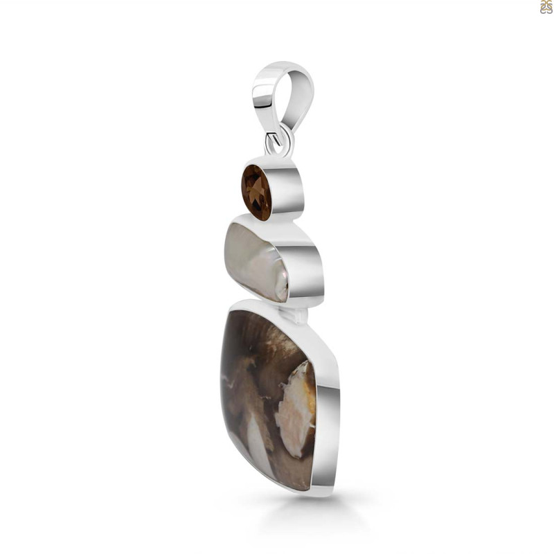 Peanutwood Jasper/Smoky/Pearl Pendant-2SP