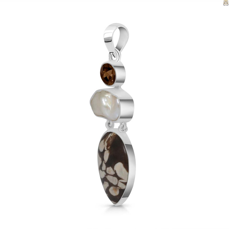 Peanutwood Jasper/Smoky/Pearl Pendant-2SP