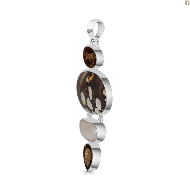 Peanutwood Jasper/Smoky/Pearl Pendant-2SP
