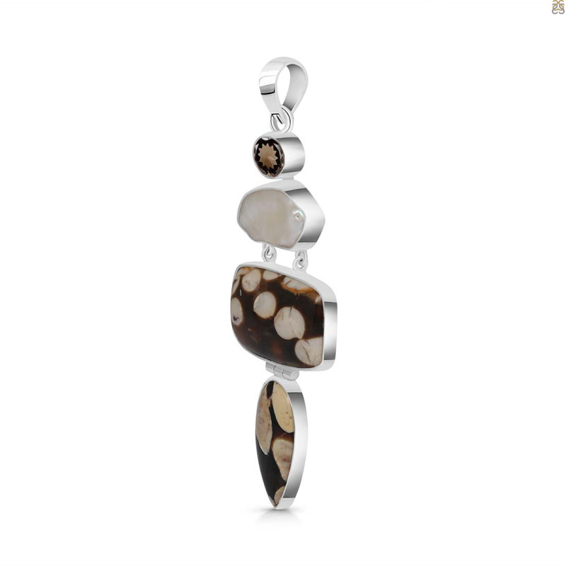 Peanutwood Jasper/Smoky/Pearl Pendant-2SP