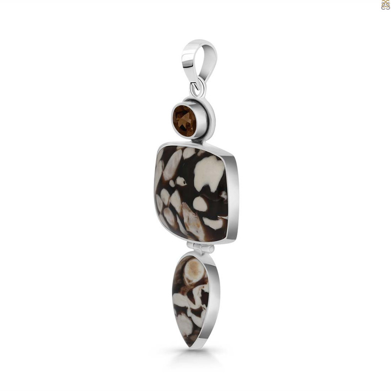 Peanutwood Jasper/Smoky/Pearl Pendant-2SP
