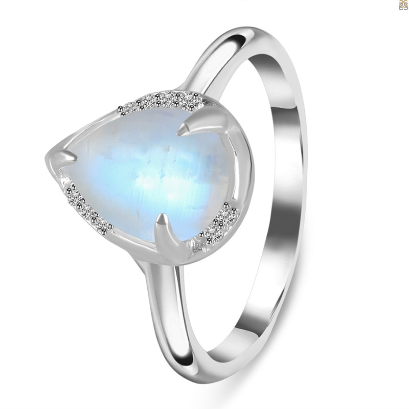 Moonstone & White Topaz Ring