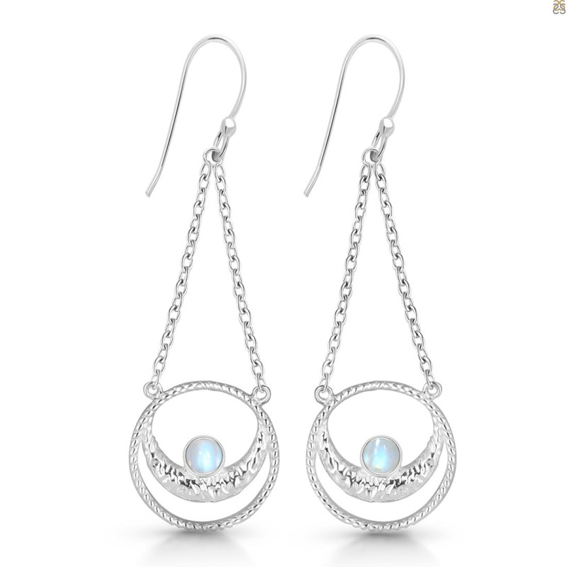 Moonstone Crescent Moon Earring RBM-JCNE-10