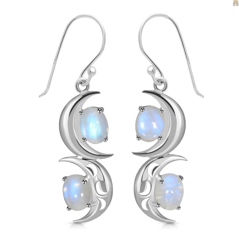 Moonstone Crescent Moon Earring
