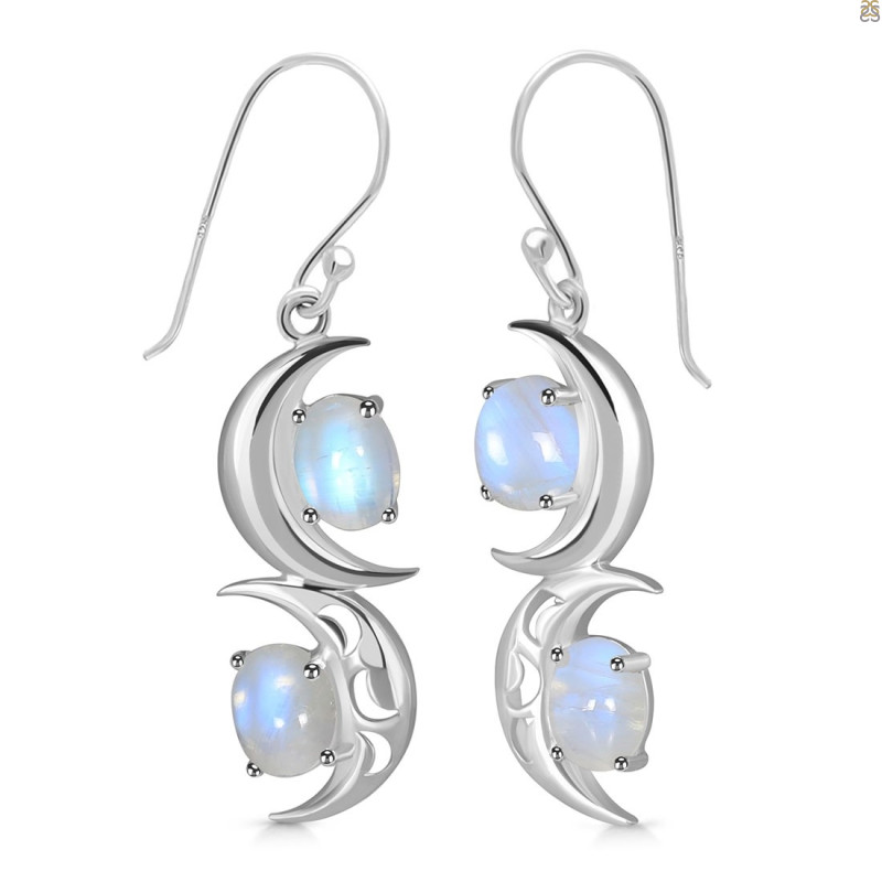 Moonstone Crescent Moon Earring RBM-JCNE-20