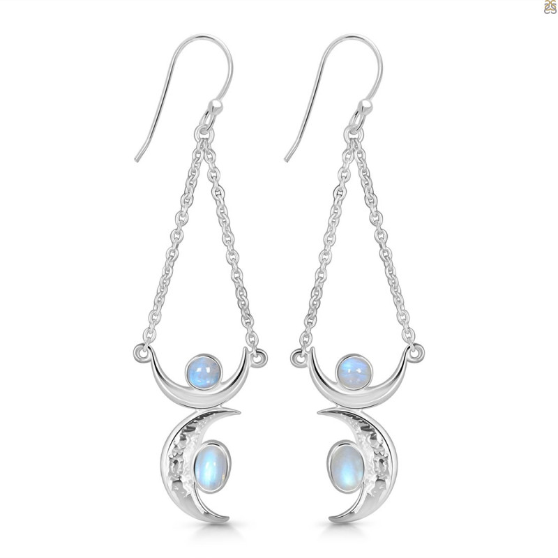 Moonstone Crescent Moon Earring RBM-JCNE-7