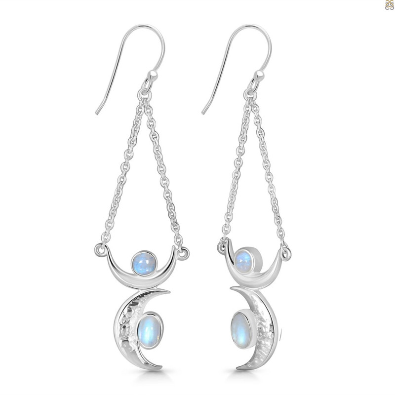 Moonstone Crescent Moon Earring