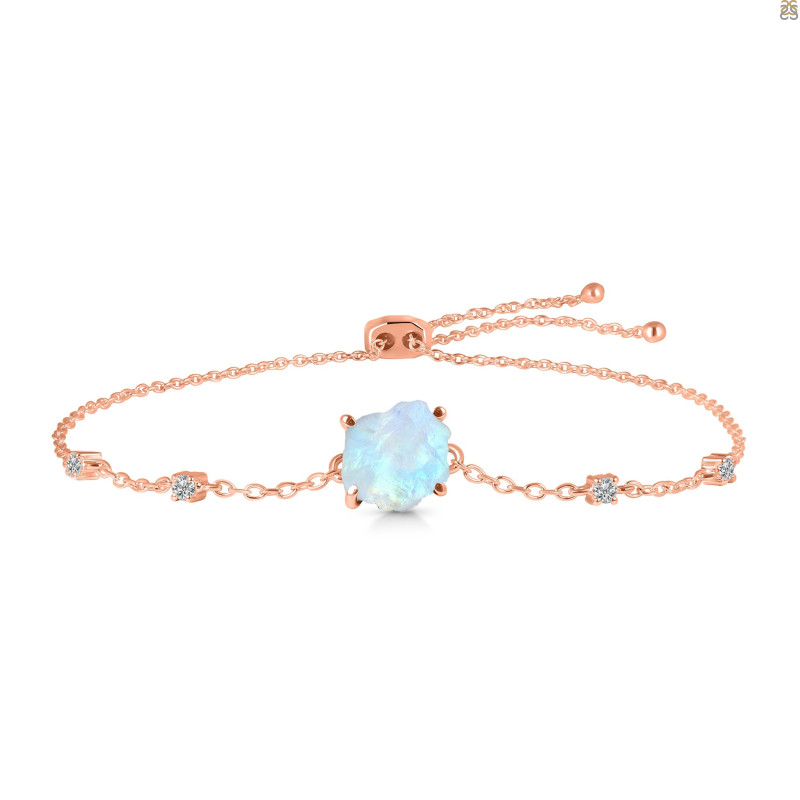 Moonstone Raw Crystal & White Topaz Bracelet With Adjustable Camera Lock RBM-RCYB-2-CAMERA-LOCK