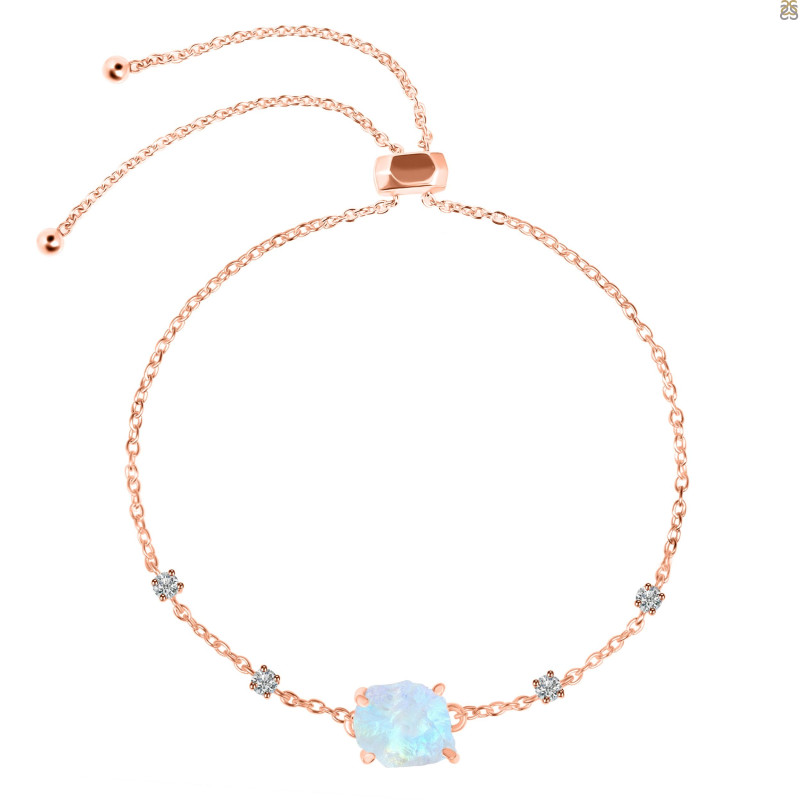 Moonstone Raw Crystal & White Topaz Bracelet With Adjustable Camera Lock RBM-RCYB-2-CAMERA-LOCK