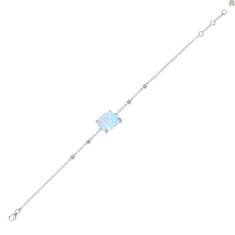 Moonstone Raw Crystal & White Topaz Bracelet