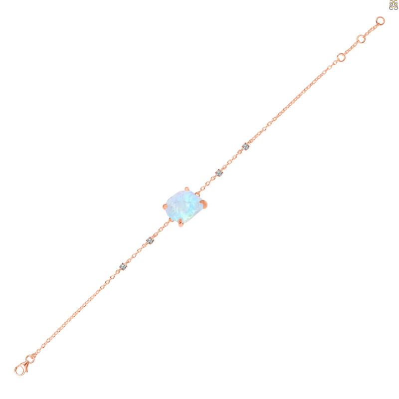 Moonstone Raw Crystal & White Topaz Bracelet RBM-RCYB-2