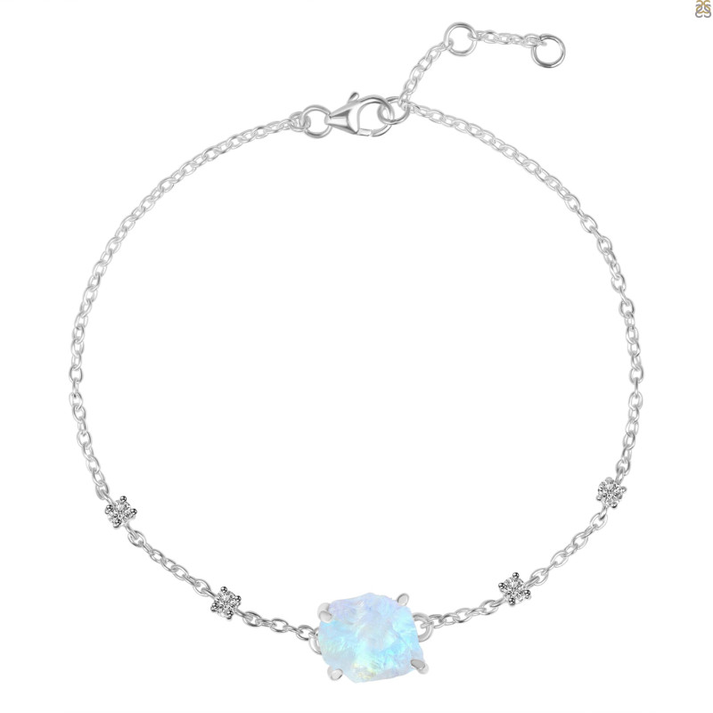 Moonstone Raw Crystal & White Topaz Bracelet RBM-RCYB-2