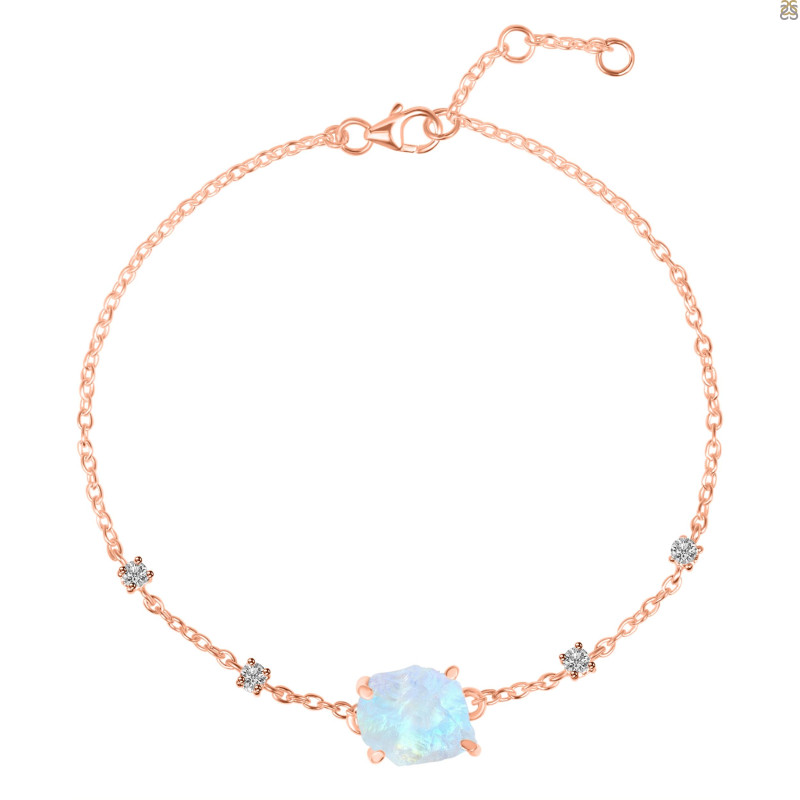 Moonstone Raw Crystal & White Topaz Bracelet RBM-RCYB-2