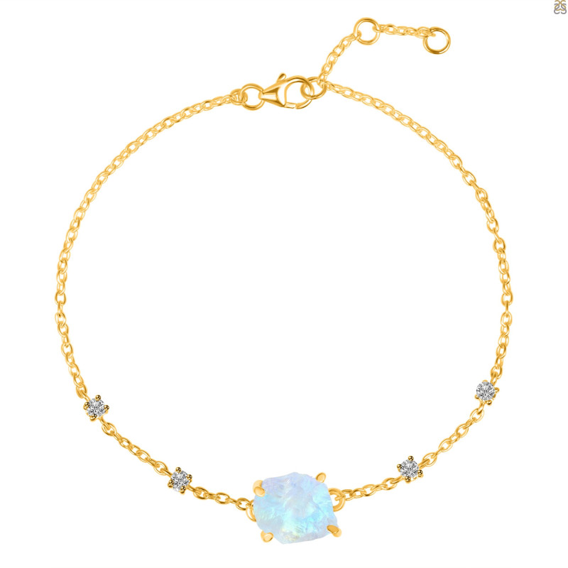 Moonstone Raw Crystal & White Topaz Bracelet RBM-RCYB-2