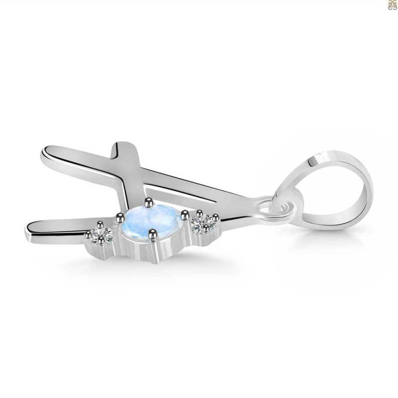 Moonstone & White Topaz Alphabet A Pendant