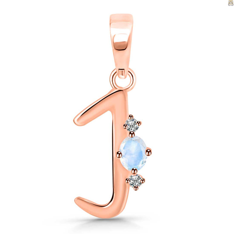 Moonstone & White Topaz Alphabet J Pendant RBM-RDA-10.