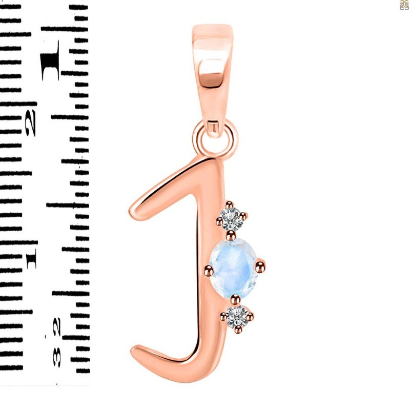 Moonstone & White Topaz Alphabet J Pendant RBM-RDA-10.