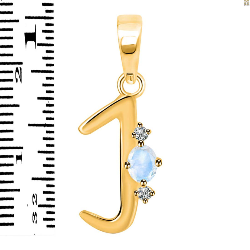 Moonstone & White Topaz Alphabet J Pendant RBM-RDA-10.