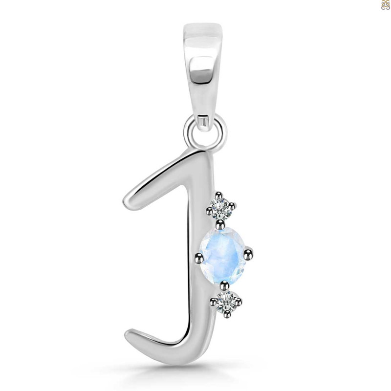 Moonstone & White Topaz Alphabet J Pendant RBM-RDA-10.