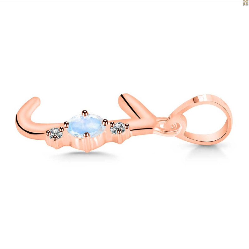 Moonstone & White Topaz Alphabet J Pendant RBM-RDA-10.