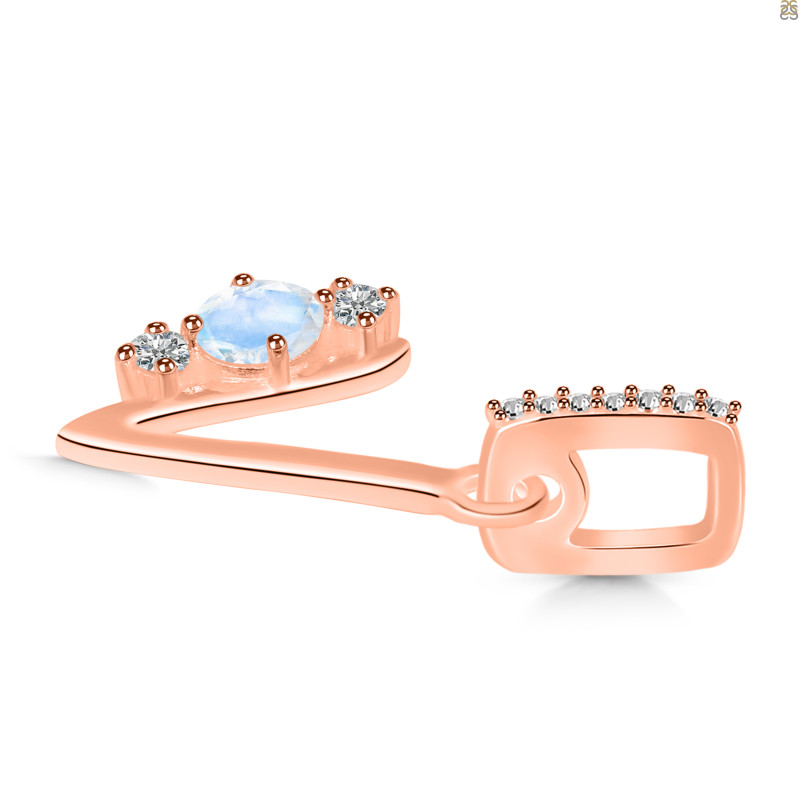 Moonstone & White Topaz Alphabet V Pendant RBM-RDA-100.
