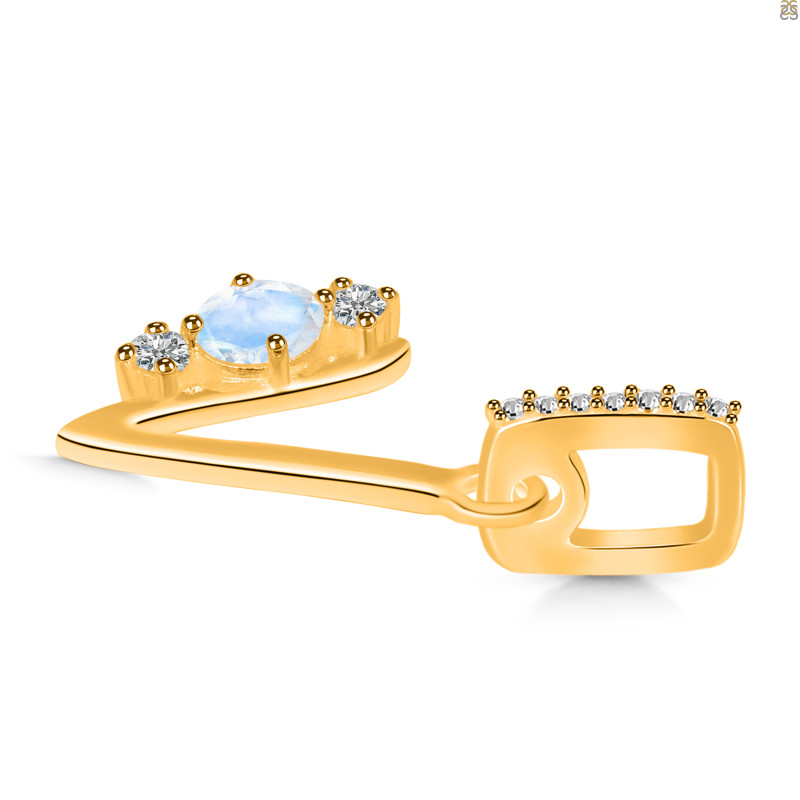 Moonstone & White Topaz Alphabet V Pendant RBM-RDA-100.