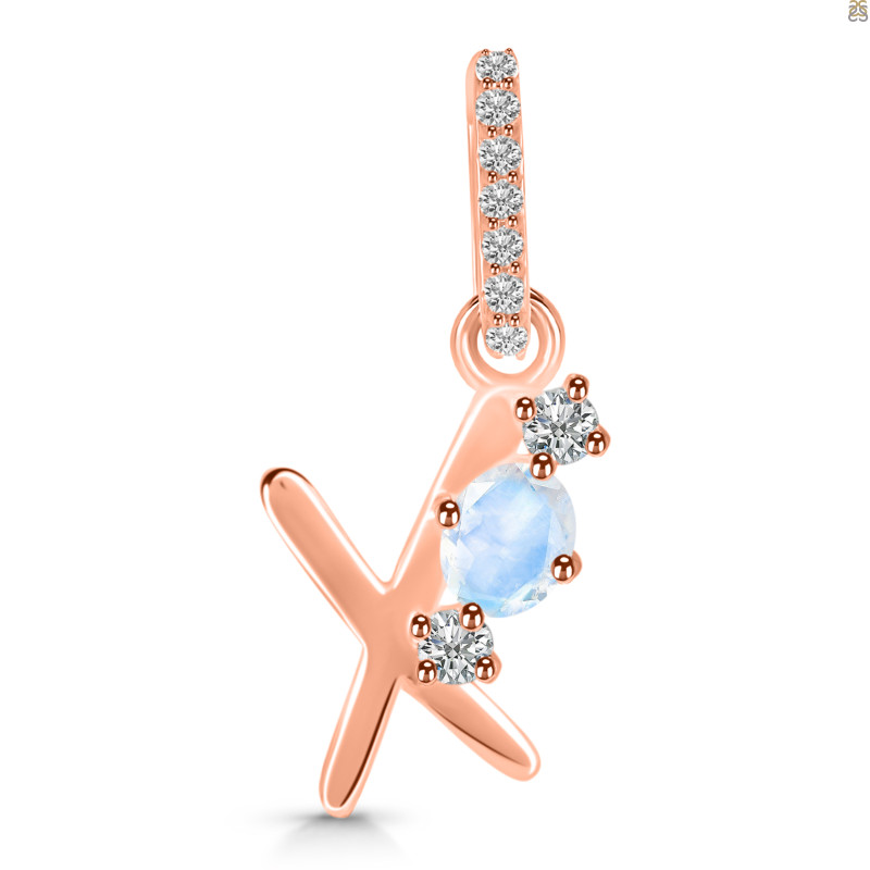 Moonstone & White Topaz Alphabet X Pendant RBM-RDA-102.