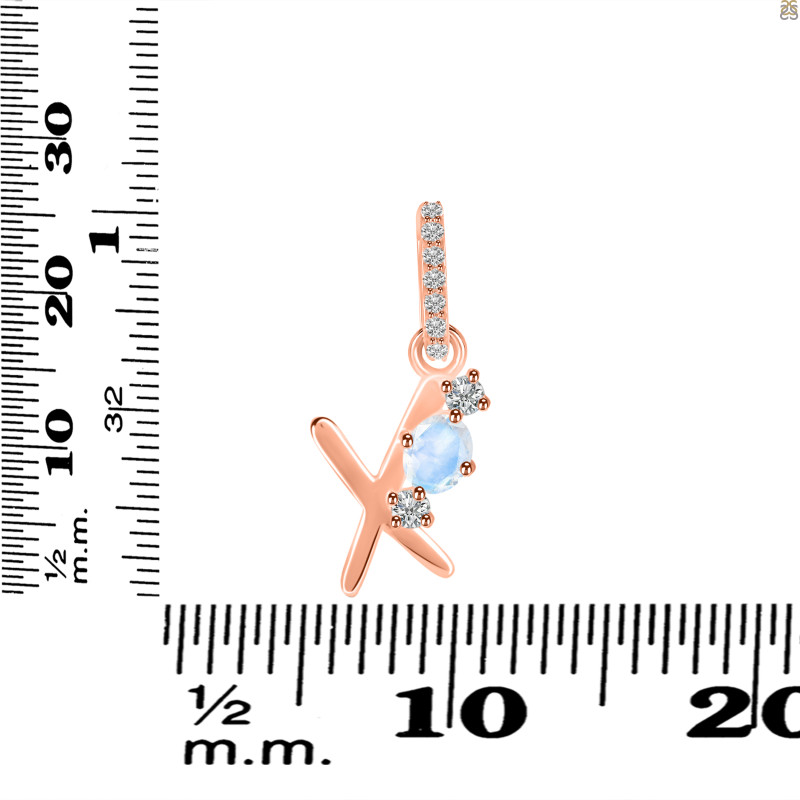 Moonstone & White Topaz Alphabet X Pendant RBM-RDA-102.