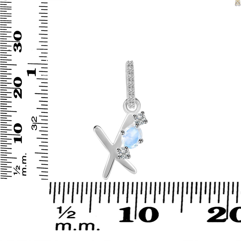 Moonstone & White Topaz Alphabet X Pendant RBM-RDA-102.