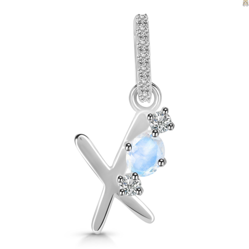 Moonstone & White Topaz Alphabet X Pendant RBM-RDA-102.