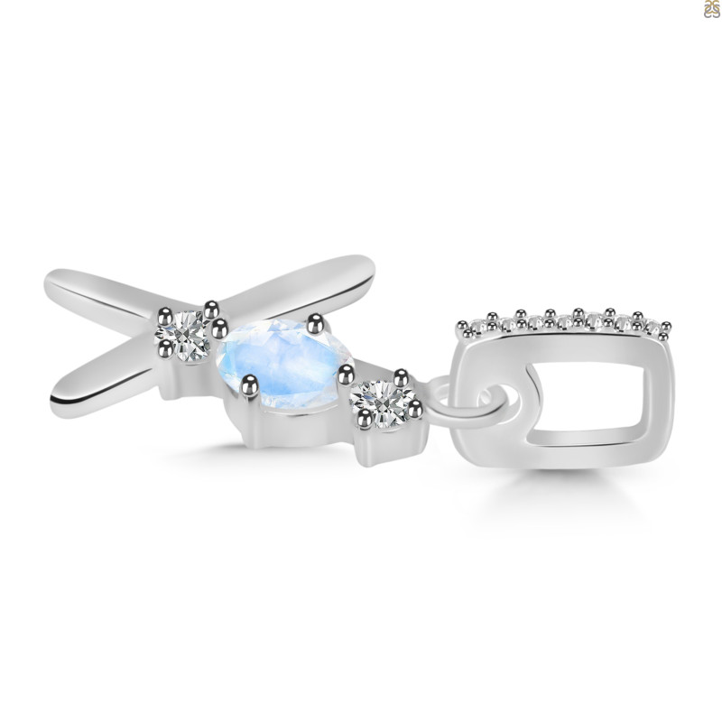 Moonstone & White Topaz Alphabet X Pendant