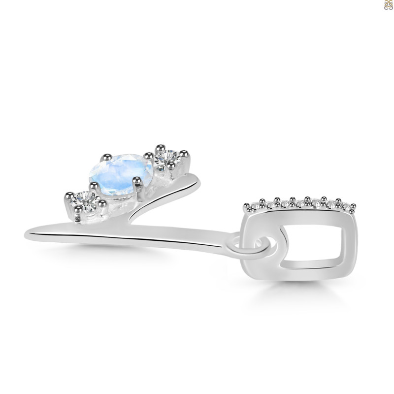Moonstone & White Topaz Alphabet Y Pendant