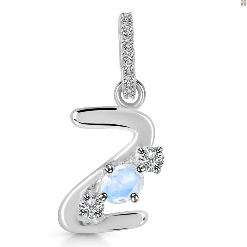 Moonstone & White Topaz Alphabet Z Pendant RBM-RDA-104.