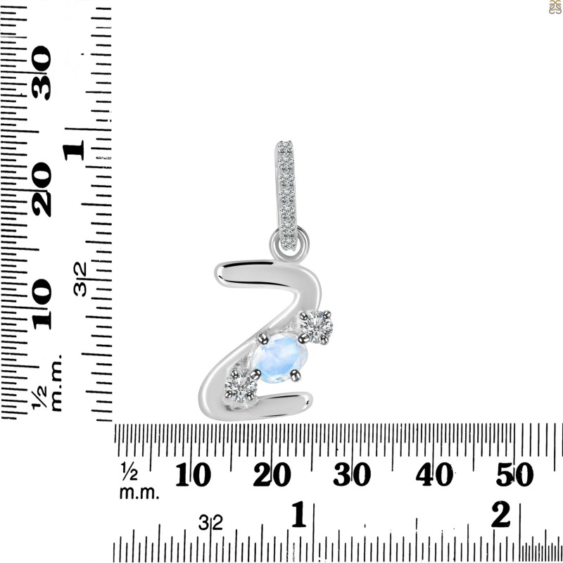Moonstone & White Topaz Alphabet Z Pendant RBM-RDA-104.