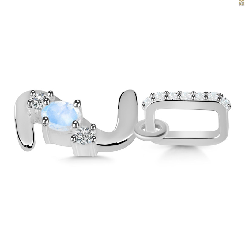 Moonstone & White Topaz Alphabet Z Pendant