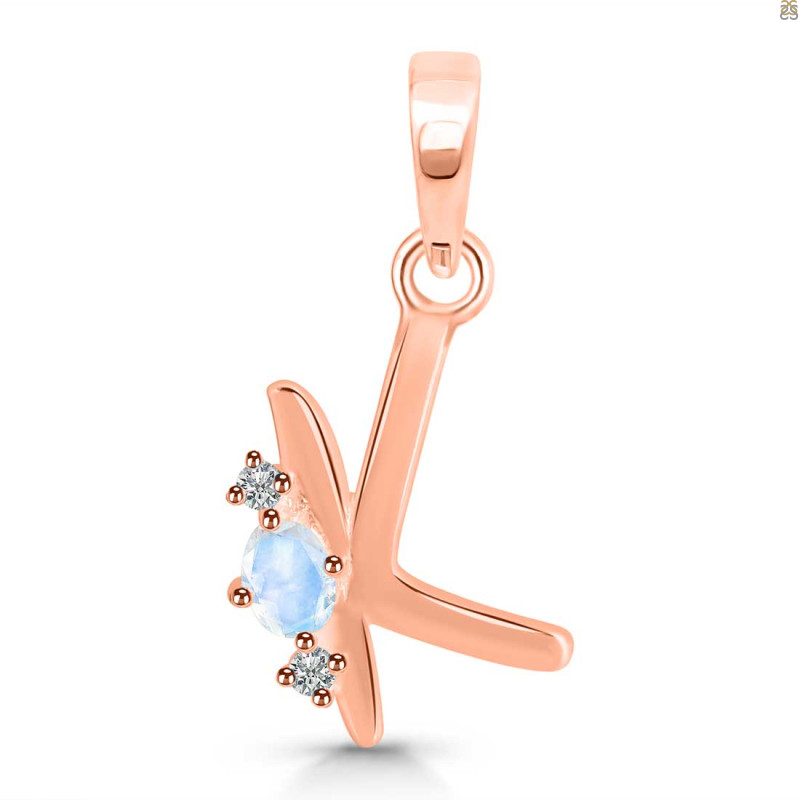 Moonstone & White Topaz Alphabet K Pendant RBM-RDA-11.