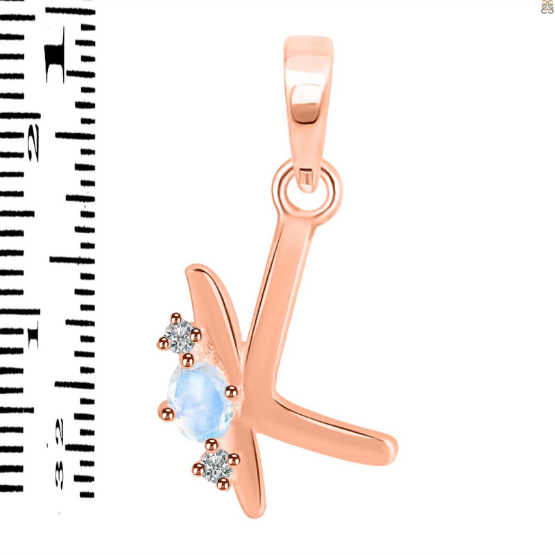 Moonstone & White Topaz Alphabet K Pendant RBM-RDA-11.