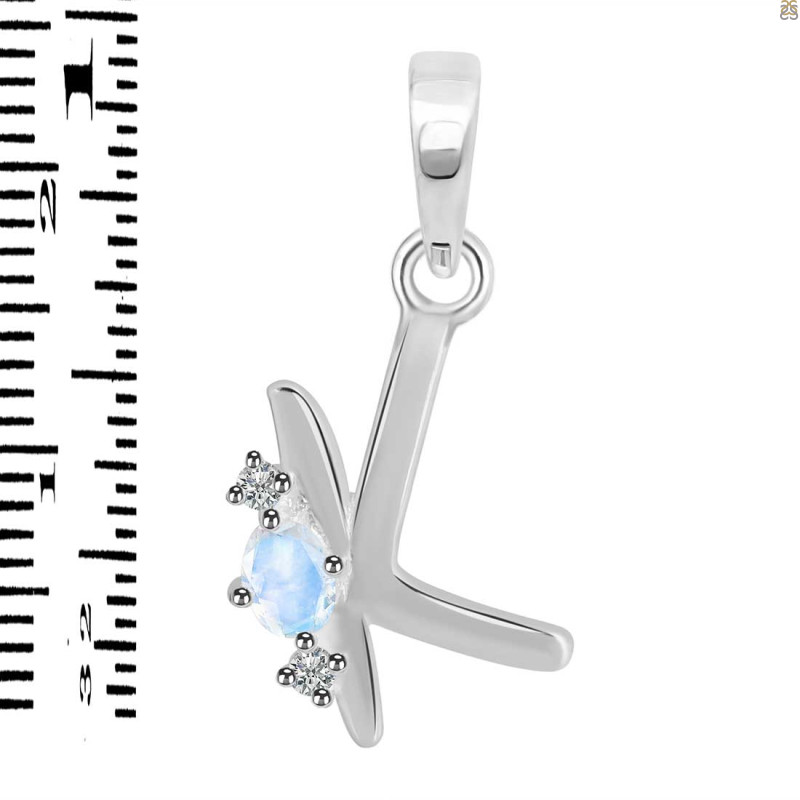 Moonstone & White Topaz Alphabet K Pendant RBM-RDA-11.
