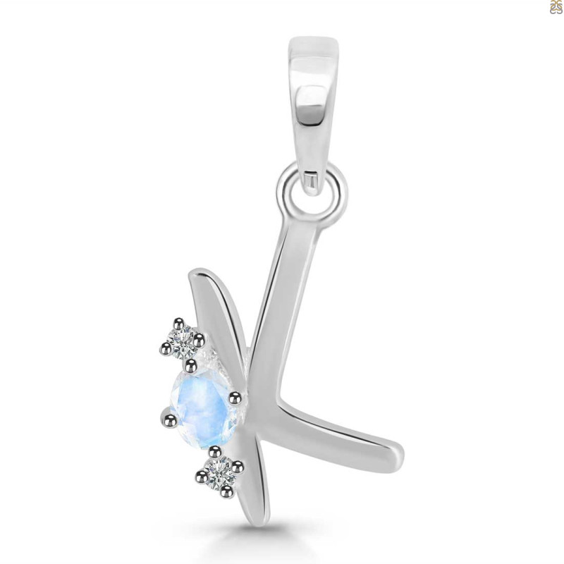 Moonstone & White Topaz Alphabet K Pendant RBM-RDA-11.