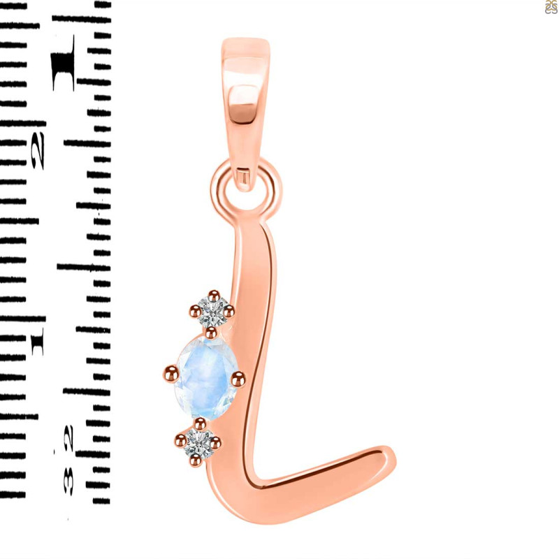 Moonstone & White Topaz Alphabet L Pendant RBM-RDA-12.