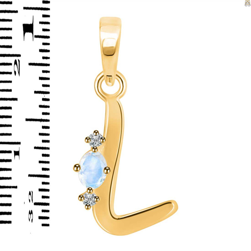 Moonstone & White Topaz Alphabet L Pendant RBM-RDA-12.