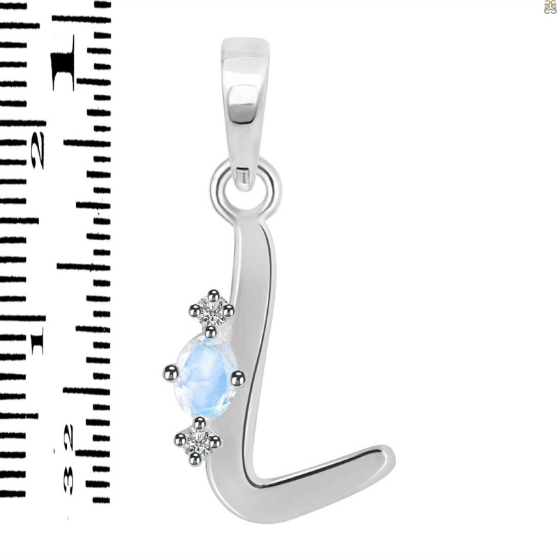 Moonstone & White Topaz Alphabet L Pendant RBM-RDA-12.