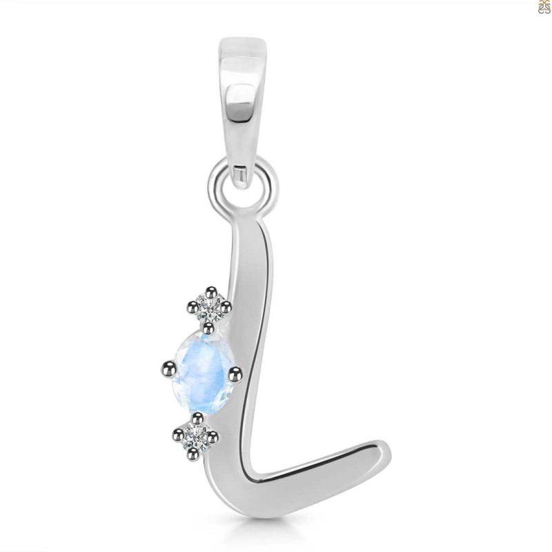 Moonstone & White Topaz Alphabet L Pendant RBM-RDA-12.